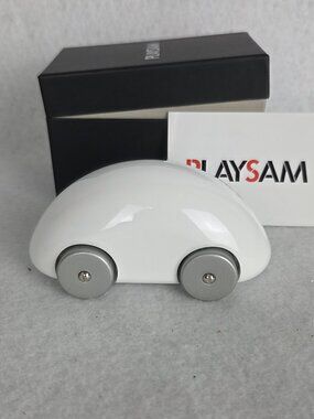 Playsam Streamliner iCar White with Silver Wheels Original Box Swedish Wood